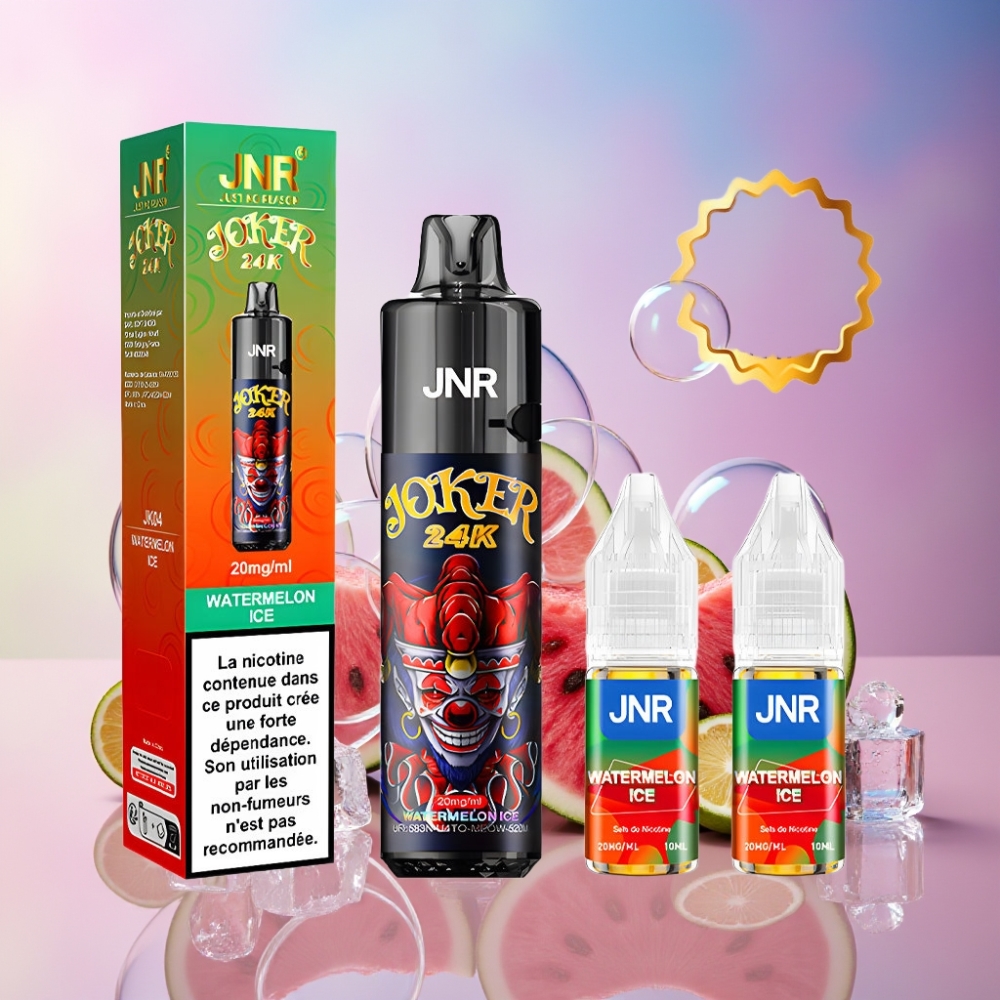 JNR Joker 24K Puffs Einweg-Vape Wassermelone Eis - 2+10ml Nachfüllbar, 800mAh, Typ-C Laden, Schweiz Großhandel