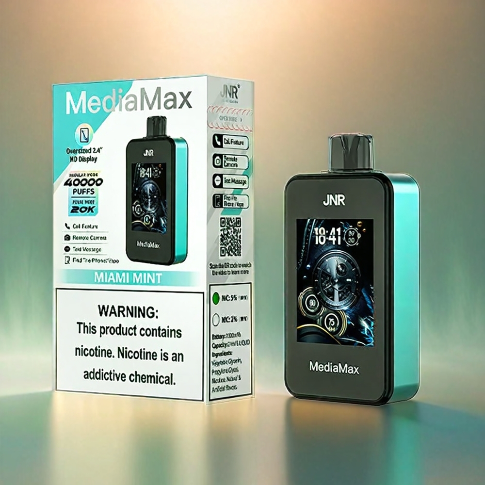JNR MediaMax 40000 Puffs Schweiz Großhandel – 21mL Tank, 1000mAh Akku, Miami Minze Geschmack