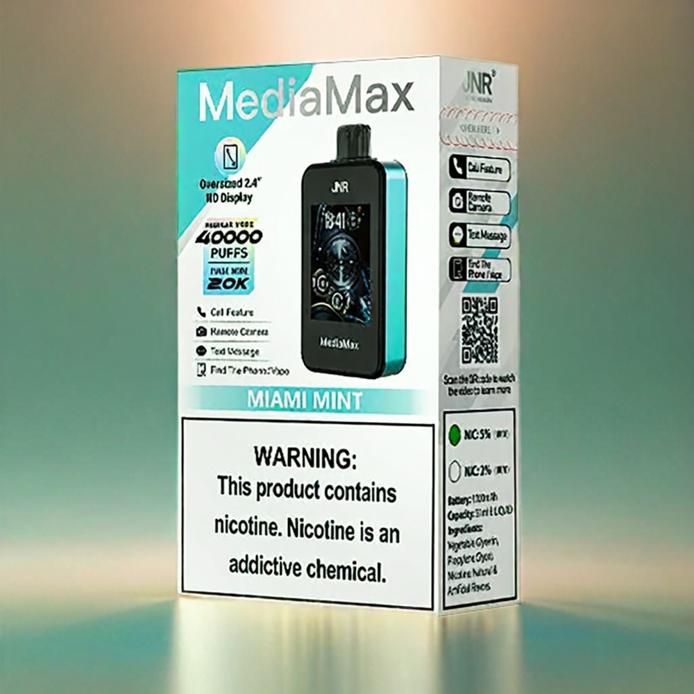 JNR MediaMax 40000 Puffs Schweiz Großhandel – 21mL Tank, 1000mAh Akku, Miami Minze Geschmack