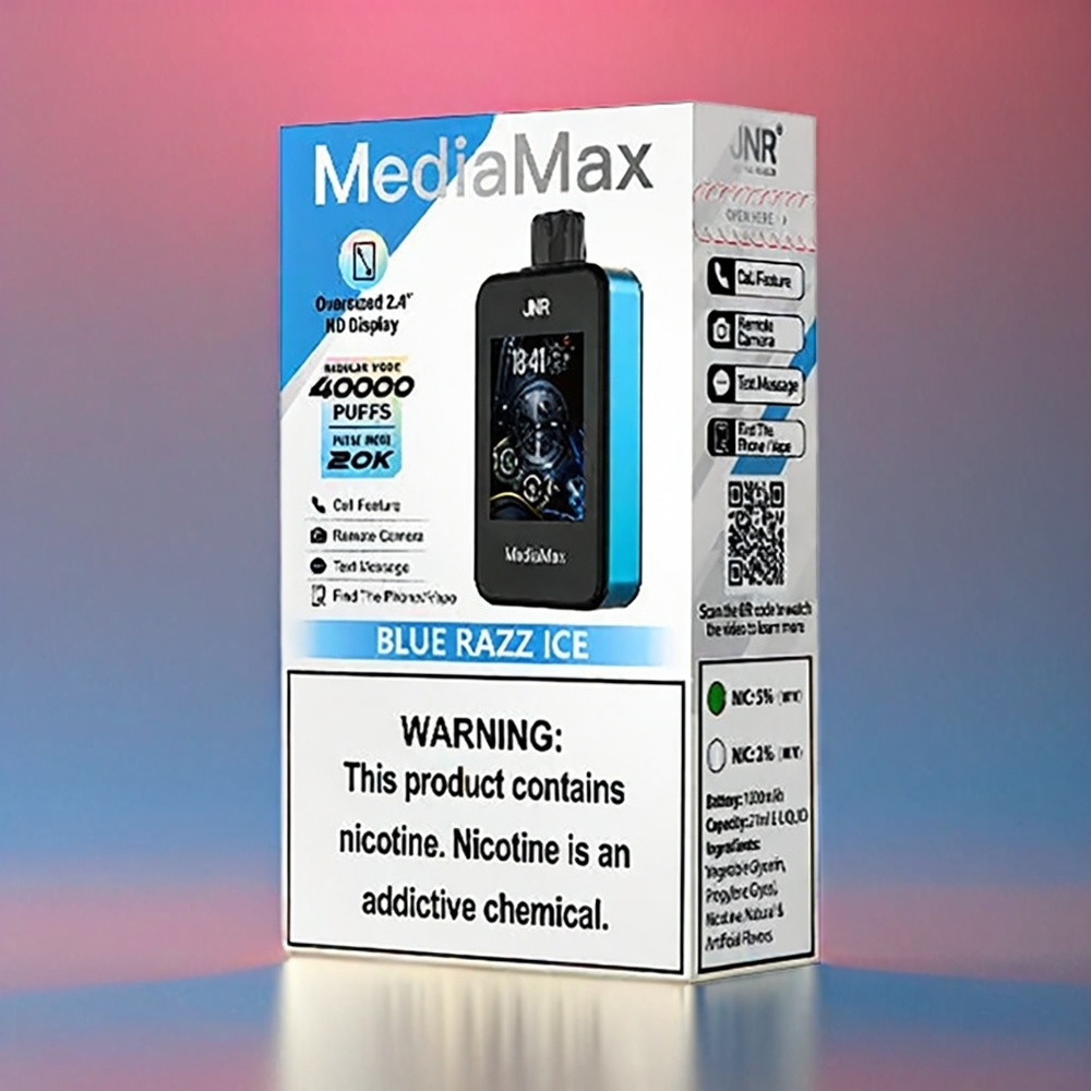 JNR MediaMax 40000 Puffs Schweiz Großhandel – 40000 Züge, 21mL, 5% Nikotin, Blue Razz Ice