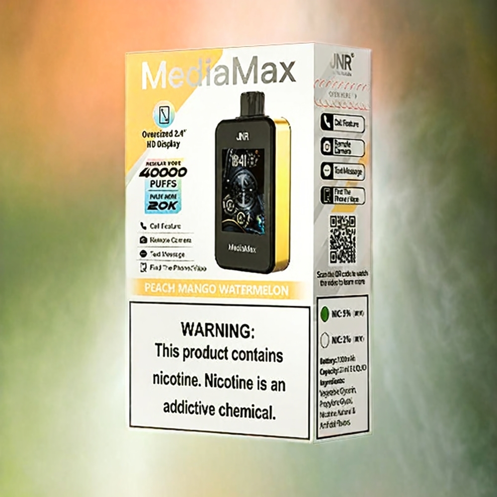 JNR MediaMax 40000 Puffs Schweiz großhandel – 21mL, 5%, Dual Mesh Coil, Typ-C – Peach Mango Watermelon (Pfirsich Mango Wassermelone)