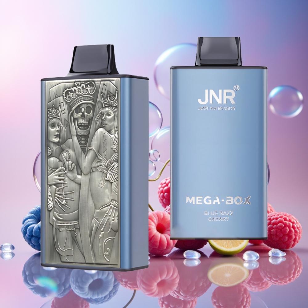 JNR Mega Box 25000 Puffs Einweg-Vape Blau-Razz-Kirsche – 30ml E-Liquid, 850mAh Akku, Dual Mesh Coil, Schweiz Großhandel
