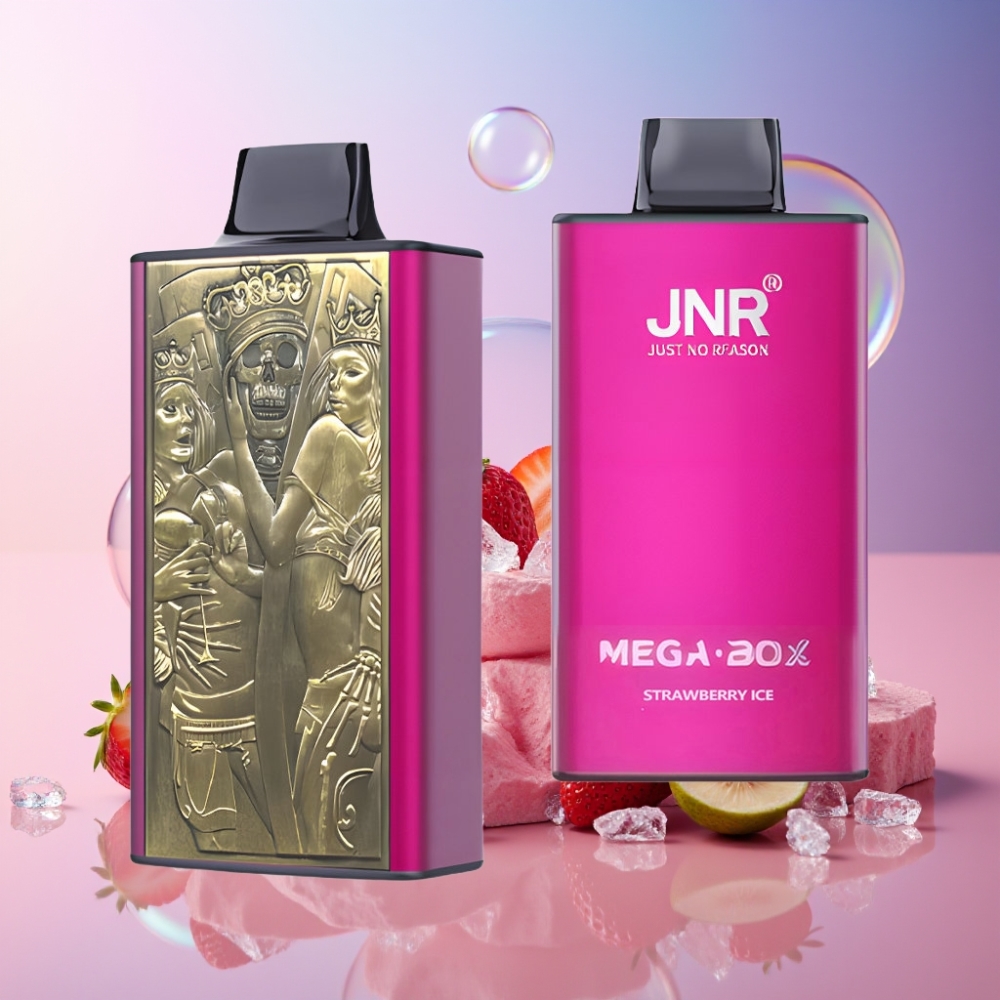 JNR Mega Box 25000 Puffs Einweg-Vape Erdbeer-Eis mit 30ml E-Liquid, 850mAh Akku, Dual Mesh Coil – Schweiz Großhandel