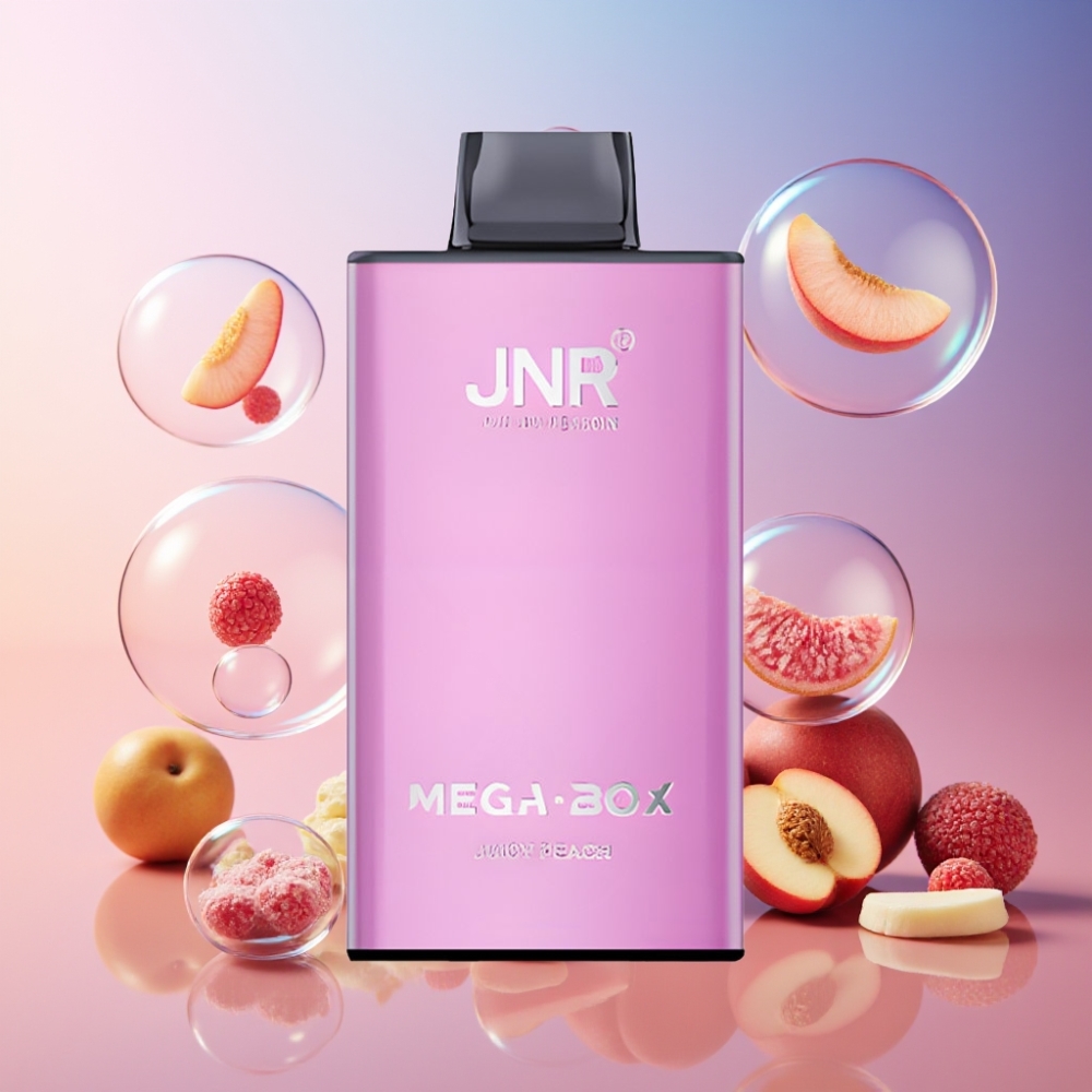 JNR Mega Box 25000 Puffs Einweg-Vape Saftiger Pfirsich – 30ml E-Liquid, 850mAh, Dual Mesh Coil, Schweiz Großhandel