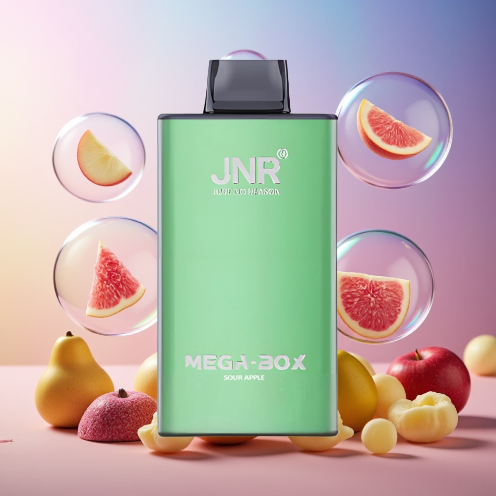 JNR Mega Box 25000 Puffs Einweg-Vape Saurer Apfel – 30ml E-Liquid, 850mAh Akku, Dual Mesh Coil, Schweiz Großhandel