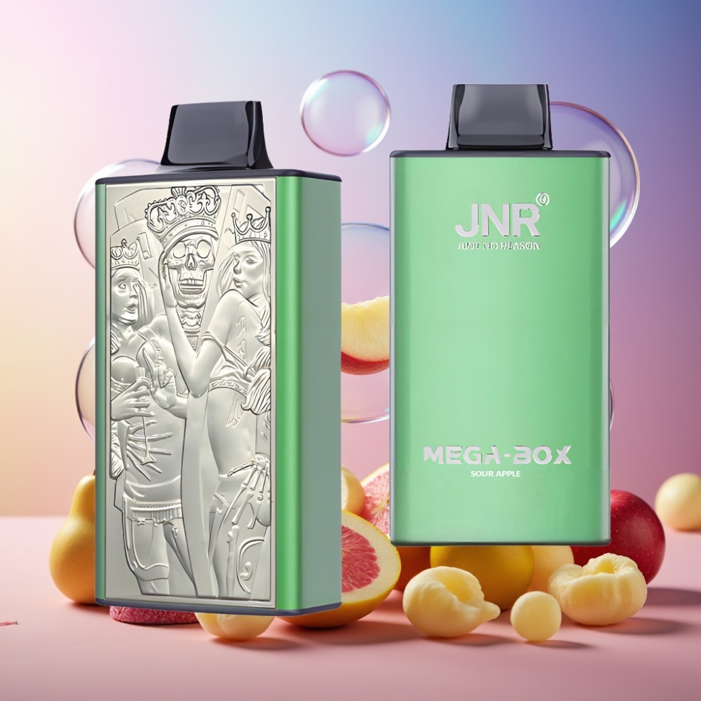 JNR Mega Box 25000 Puffs Einweg-Vape Saurer Apfel – 30ml E-Liquid, 850mAh Akku, Dual Mesh Coil, Schweiz Großhandel