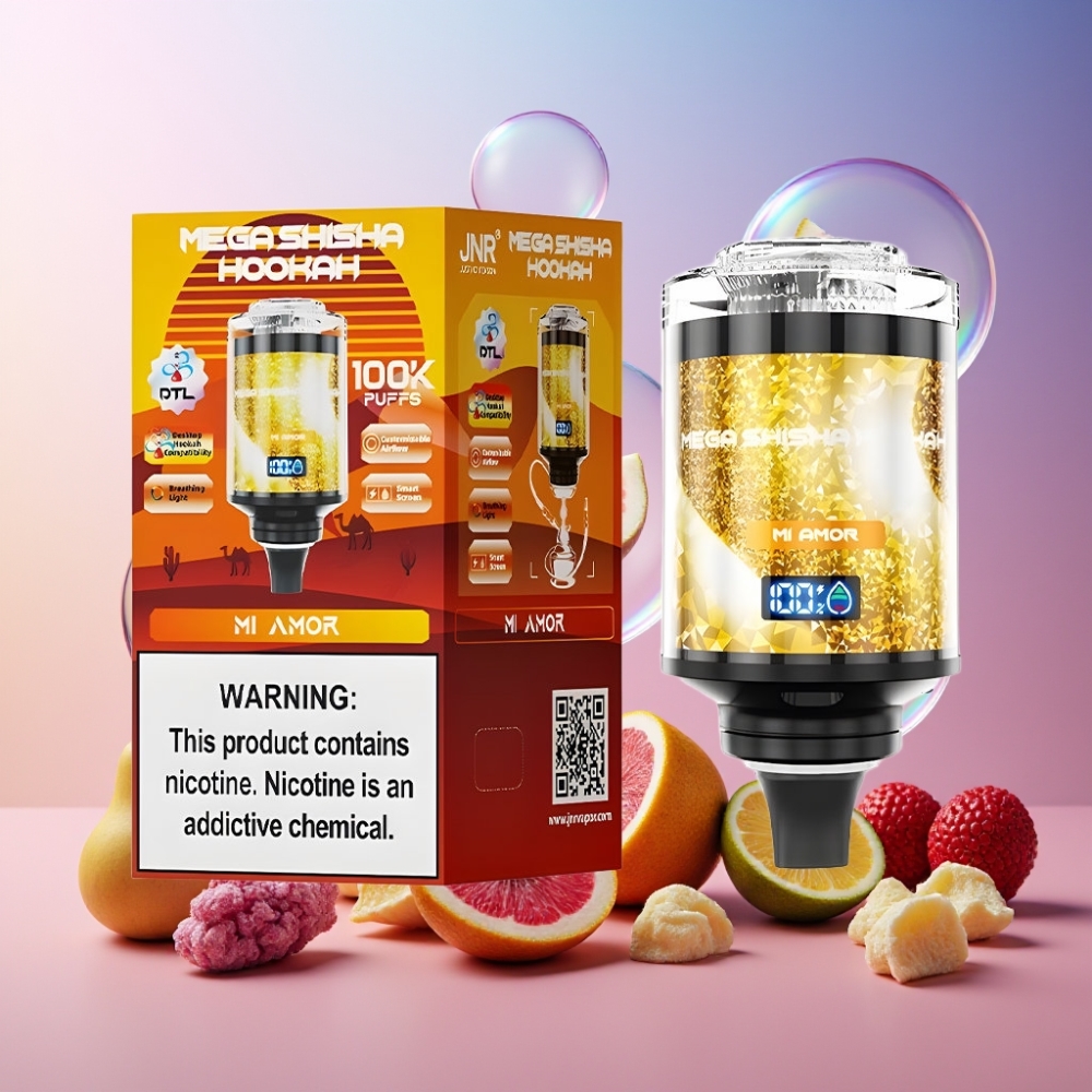 JNR Mega Shisha Hookah 100K Desktop Compatibility Mi Amor – 60ml, 2200mAh, Typ-C, Schweiz Großhandel