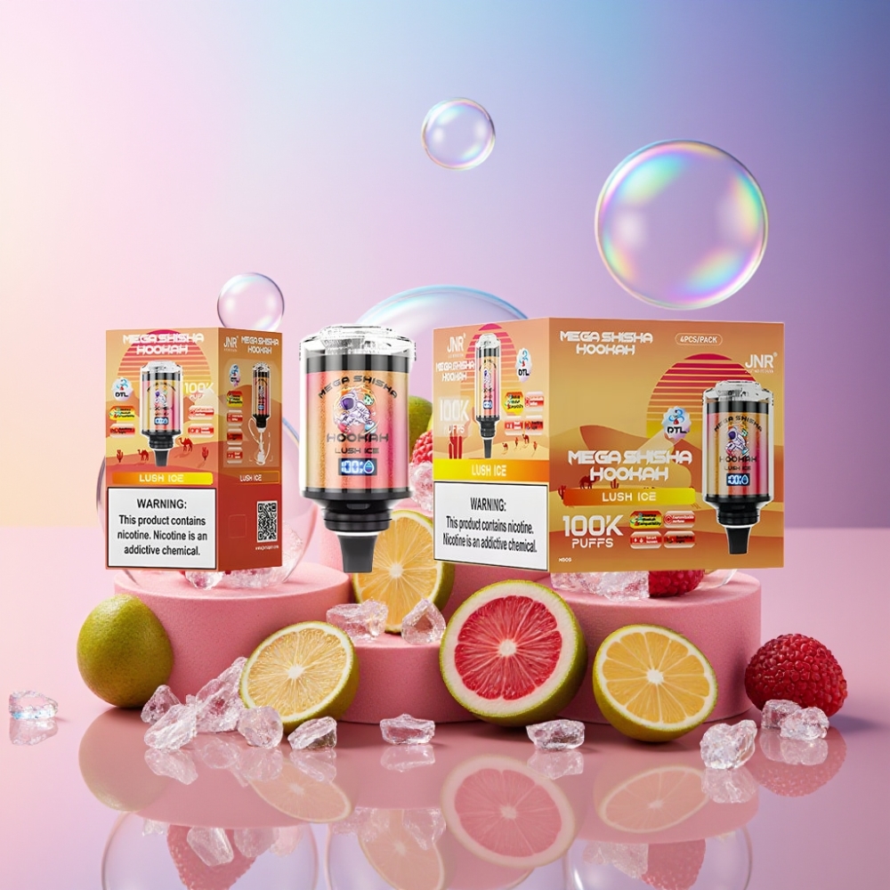 JNR Mega Shisha Hookah 100K Desktop Kompatibilität Lush Ice Minze Schweiz Großhandel – 100000 Züge, 60ml Tank, 2200mAh, Typ-C Ladung