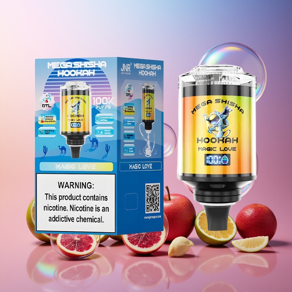 JNR Mega Shisha Hookah 100K Desktop Kompatibilität Magic Love – 2200mAh Akku, 60ml Tank, Typ-C Ladung, Schweiz Großhandel