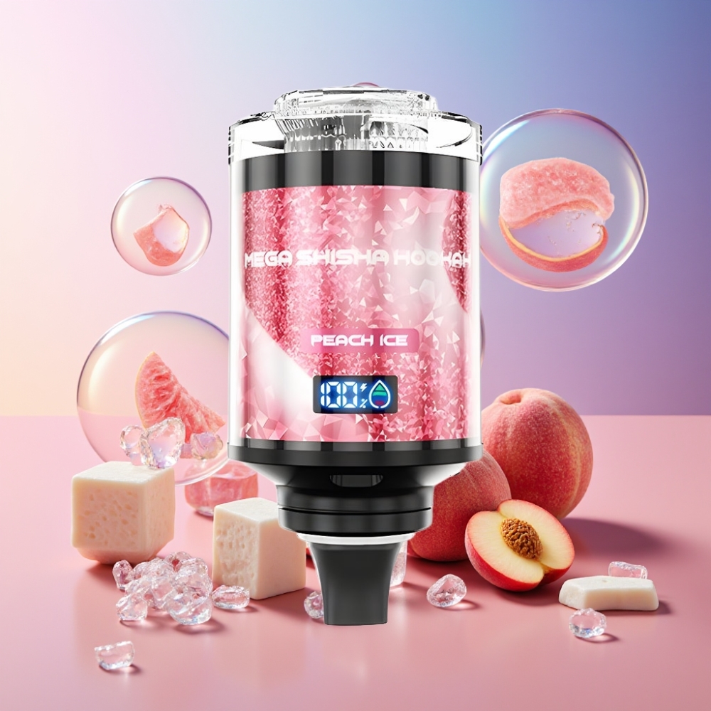 JNR Mega Shisha Hookah 100K Desktop Kompatibilität Pfirsich Eis - 100.000 Züge, 60ml Tank, 2200mAh Akku, Schweiz Großhandel
