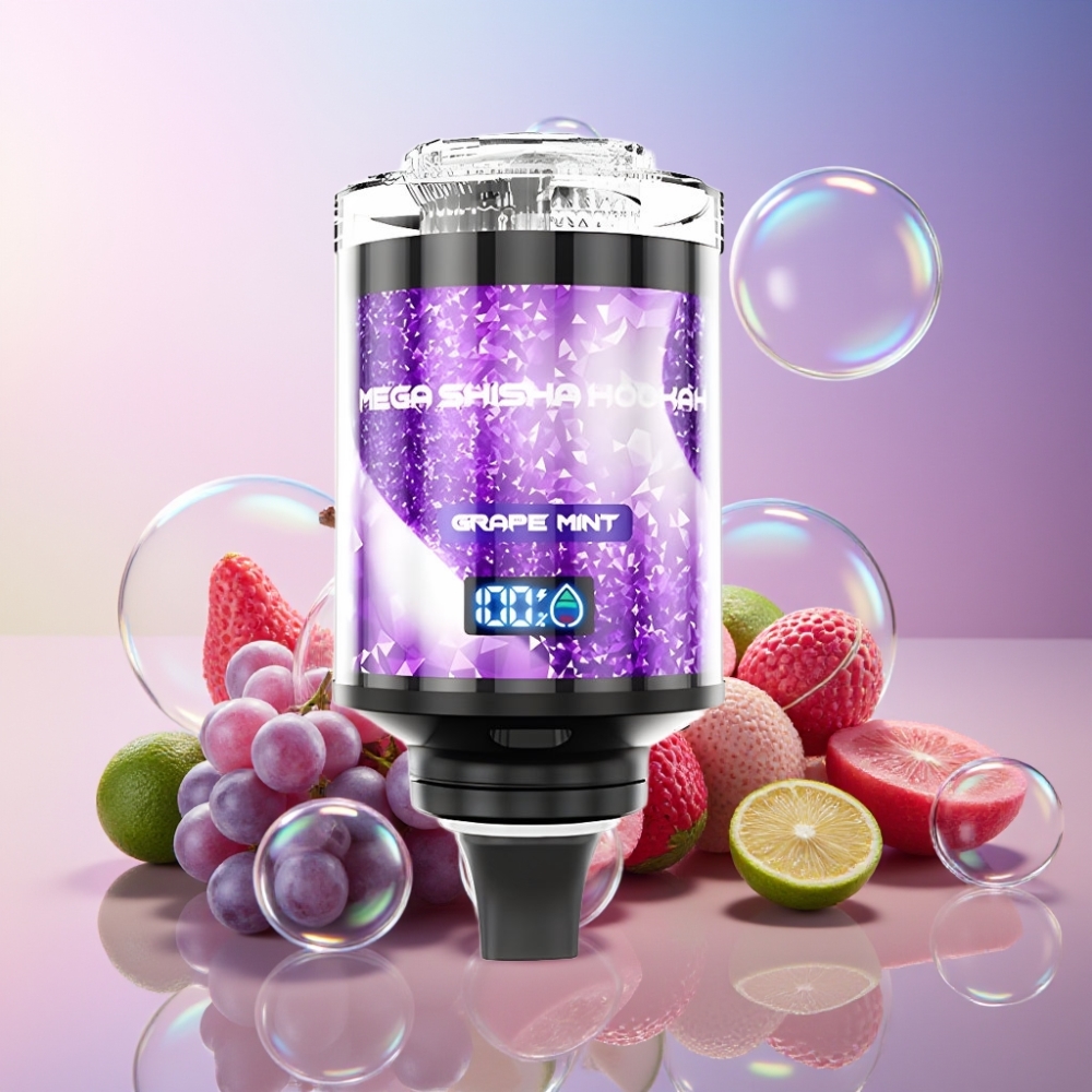 JNR Mega Shisha Hookah Desktop Kompatibilität 100K Grape Minze - 60ml, 2200mAh, Typ-C, Schweiz Großhandel