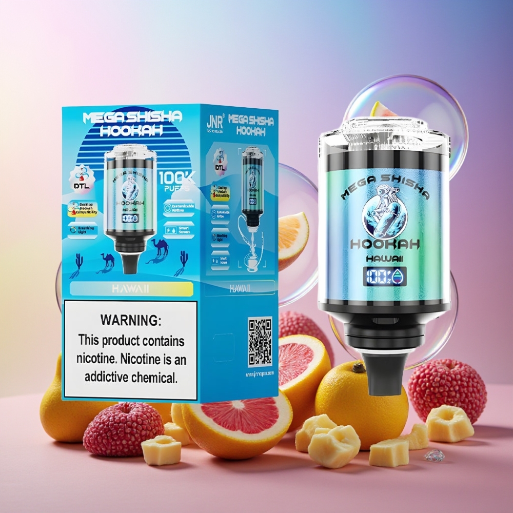 JNR Mega Shisha Hookah Desktop Kompatibilität mit 100000 Zügen, 60ml e-Liquid, 2200mAh Akku, Schweiz Großhandel