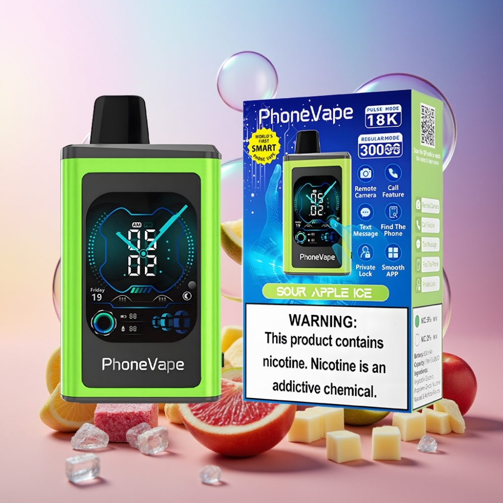 JNR PhoneVape 30000 Züge Wegwerf-Vape – 850mAh Typ-C Akku, Turbo Modus, App-Steuerung, Schweiz Großhandel – Sauerapfel-Eis