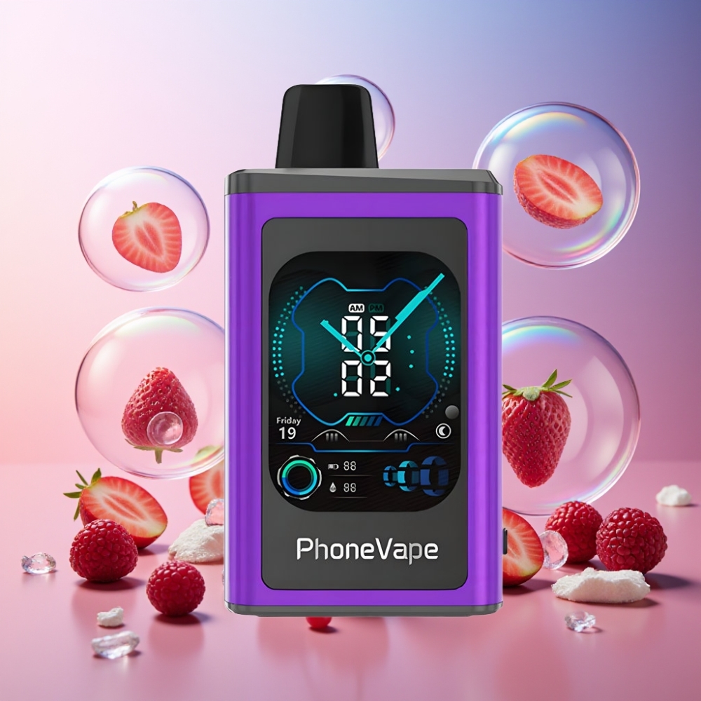 JNR PhoneVape 30000 Züge Wegwerf-Vape mit 850mAh Type-C Akku, Turbo-Modus, App-Steuerung, Schweiz Großhandel – Kirsche Erdbeere Himbeere