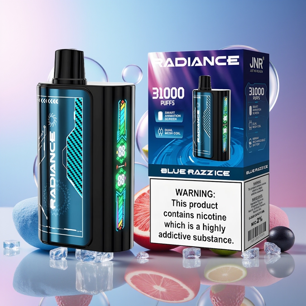 JNR Radiance 31000 Puffs Einweg-Vape Blau-Razz Eis – 28ml E-Liquid, 950 mAh Akku, Schweiz Großhandel