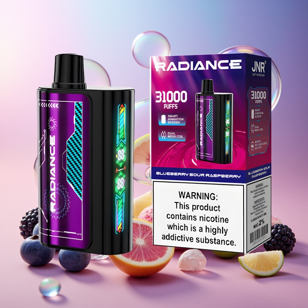 JNR Radiance 31000 Puffs Einweg-Vape Blauberry-Sauer-Himbeere, Schweiz Großhandel – 28ml E-Liquid, 950 mAh Akku, Dual Mesh Coil