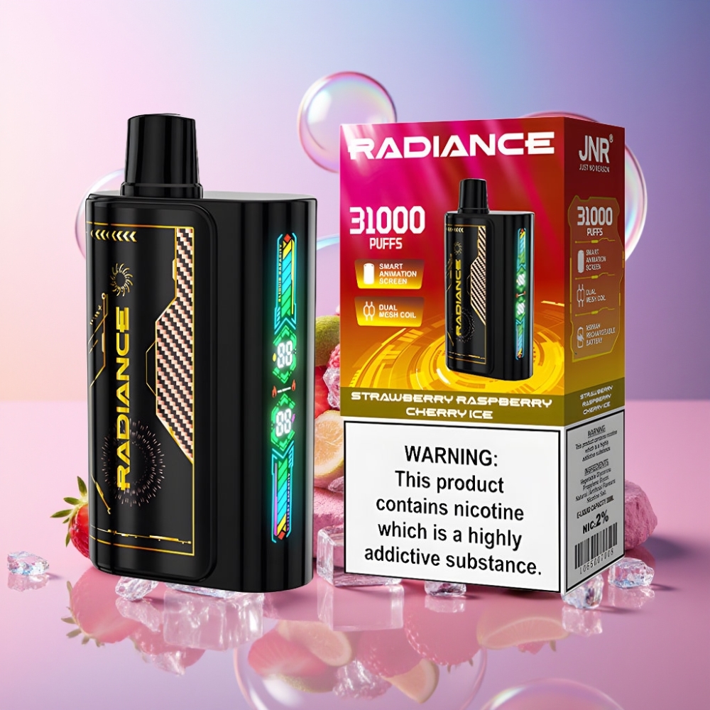 JNR Radiance 31000 Puffs Einweg-Vape Erdbeere Himbeere Kirsche Eis Schweiz Großhandel – 28ml E-Liquid, 950 mAh Akku, Dual Mesh Coil