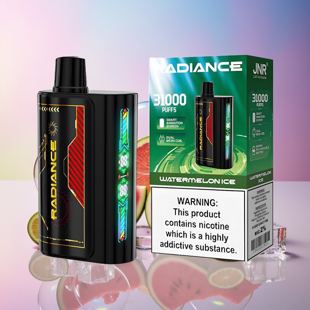 JNR Radiance 31000 Puffs Einweg-Vape Wassermelone Eis, 28ml E-Liquid, 950 mAh Akku, Schweiz Großhandel