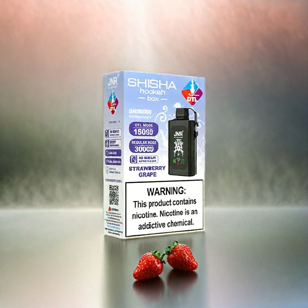JNR Shisha Box 20500 Puffs mit HD Display, 1000mAh, Type-C, Schweiz Großhandel – Erdbeer Traube