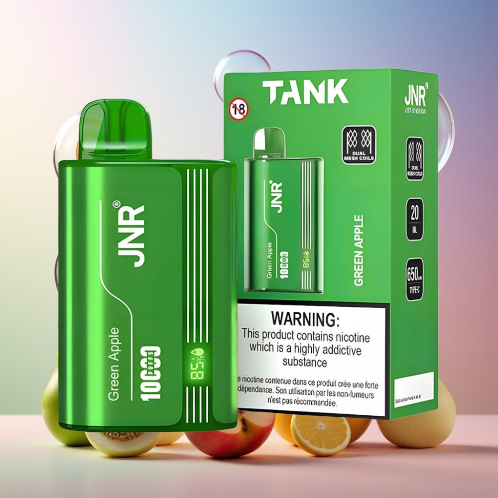 JNR Tank 10000 Puffs Einweg-Vape Grüner Apfel Pfirsich Birne – 650mAh, 20ml, Typ-C, Schweiz Großhandel