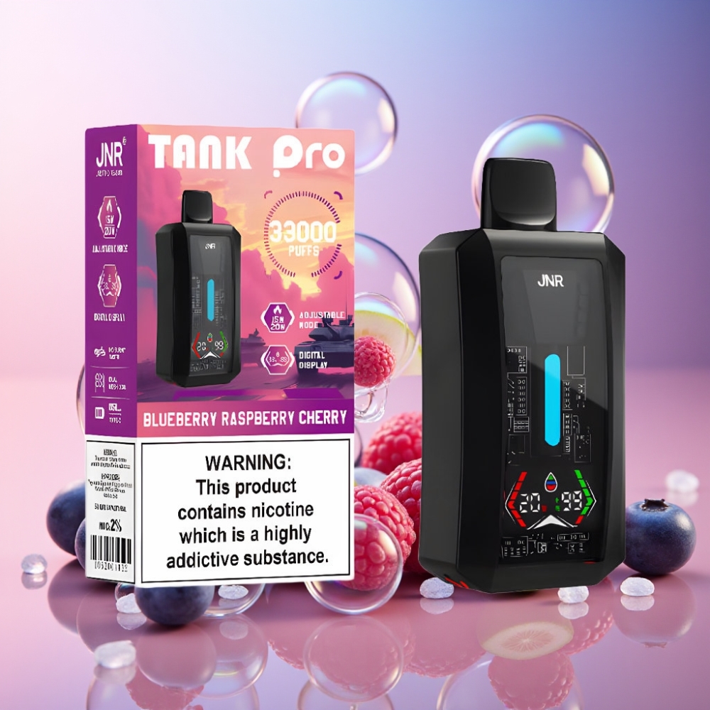 JNR Tank Pro 33000 Puffs Einweg-Vape Blaubeere Himbeere Kirsche – 28ml E-Liquid, Dual Mesh Coil, Typ-C-Ladung Schweiz Großhandel