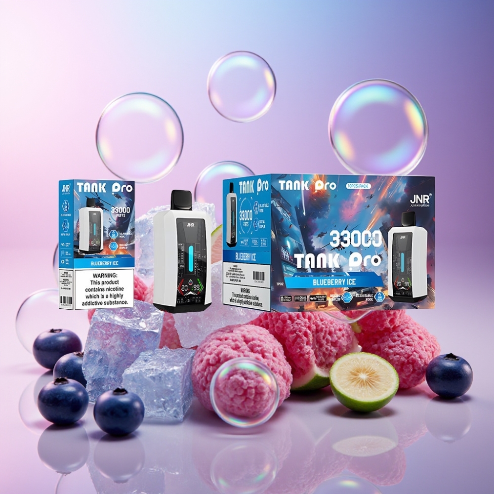 JNR Tank Pro 33000 Puffs Einweg-Vape Heidelbeer-Eis Schweiz Großhandel mit 28ml e-Liquid, Dual Mesh Coil, 850mAh
