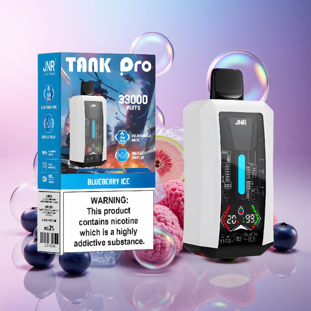 JNR Tank Pro 33000 Puffs Einweg-Vape Heidelbeer-Eis Schweiz Großhandel mit 28ml e-Liquid, Dual Mesh Coil, 850mAh