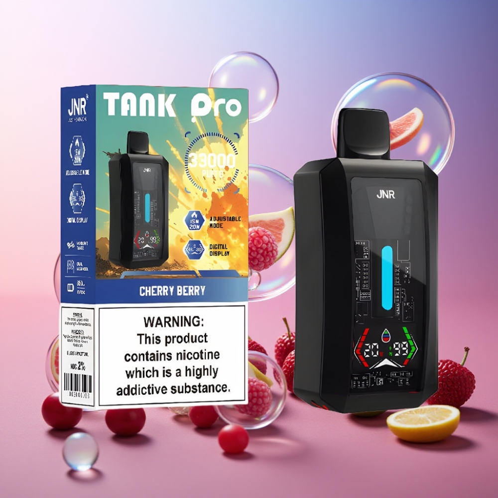 JNR Tank Pro 33000 Puffs Einweg-Vape Kirsch-Beere, 28ml e-Liquid, Dual Mesh Coil, Type-C, Schweiz Großhandel