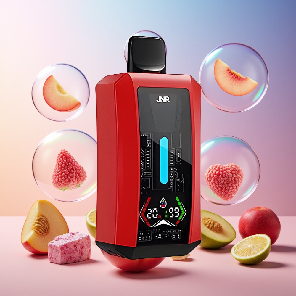 JNR Tank Pro 33000 Puffs Einweg-Vape Sommer Pfirsich Eis mit 28ml e-Liquid, Digital Display, Dual Mesh Coil, Type-C Ladeanschluss – Schweiz großhandel