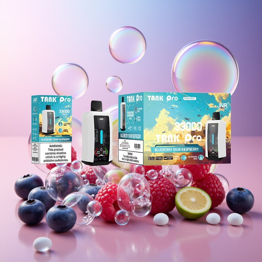 JNR Tank Pro 33000 Puffs Wegwerf-Vape Blaubeere-Sauer-Himbeere – 28ml e-Liquid, Dual Mesh Coil, 850mAh, Schweiz Großhandel