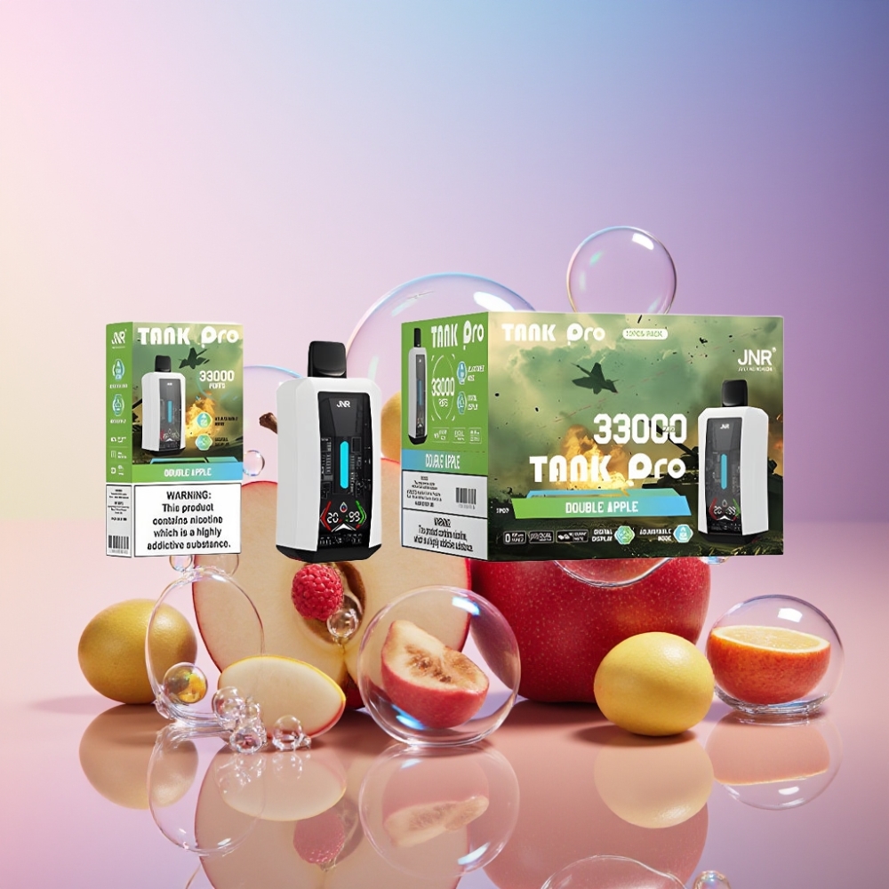 JNR Tank Pro 33000 Puffs Wegwerf-Vape Schweiz Großhandel – 28ml E-Liquid, Digital Display, Dual Mesh Coil, Doppelapfel