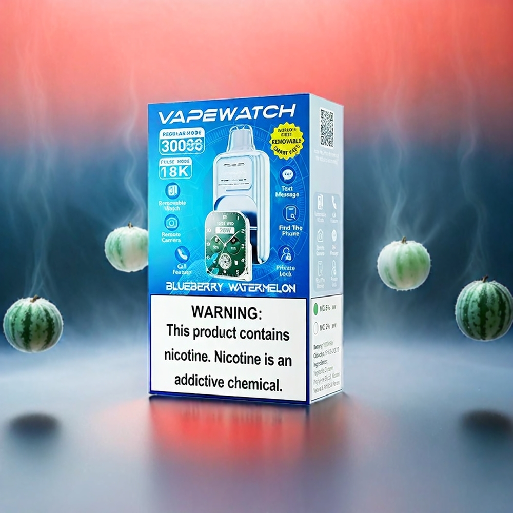 JNR Vape Watch 30000 Puffs Blau-Wassermelone mit 19mL E-Liquid & 1000mAh Akku - Schweiz Großhandel