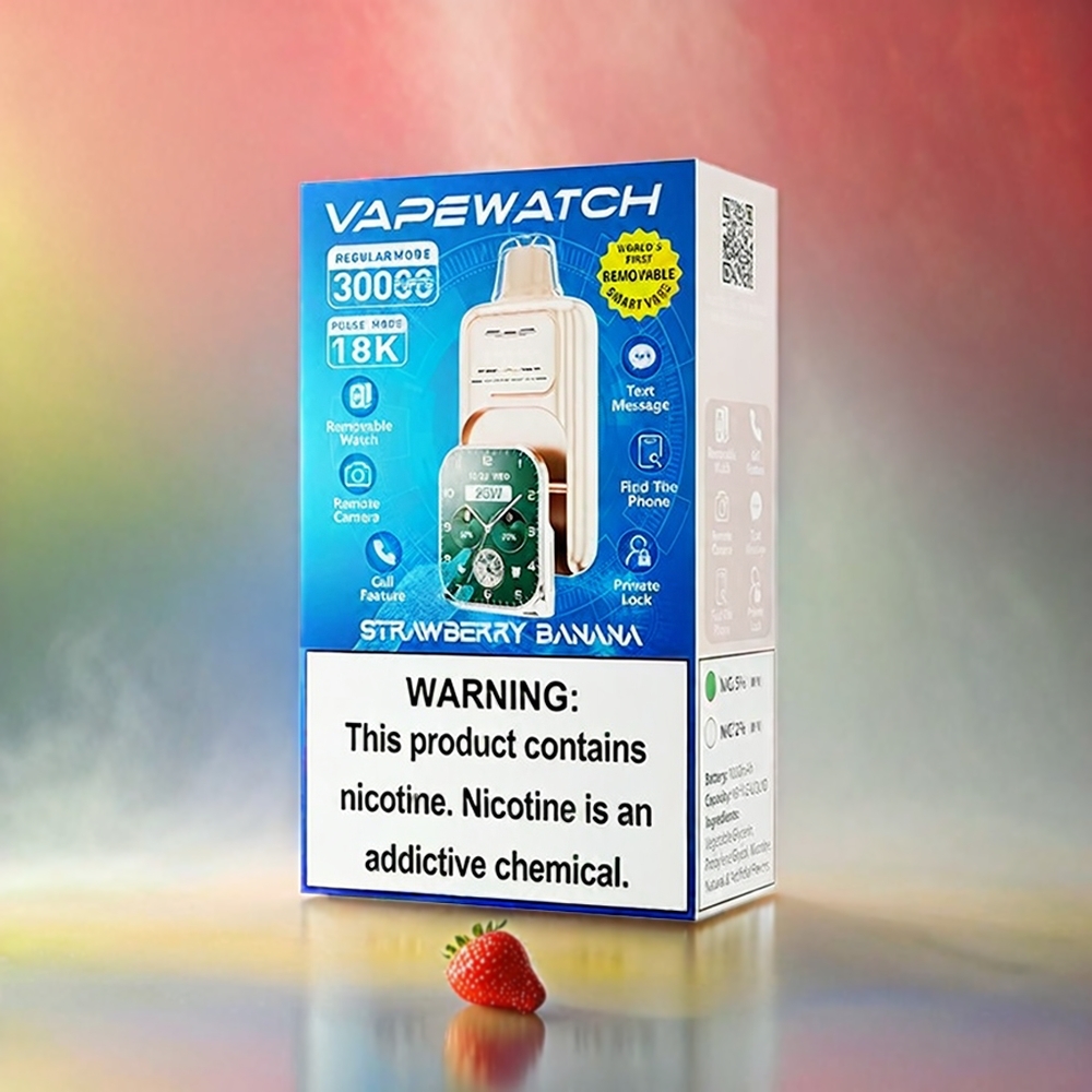 JNR Vape Watch 30000 Puffs Erdbeer-Banane – 19mL, 1000mAh, Dual Mesh Coil, Schweiz Großhandel