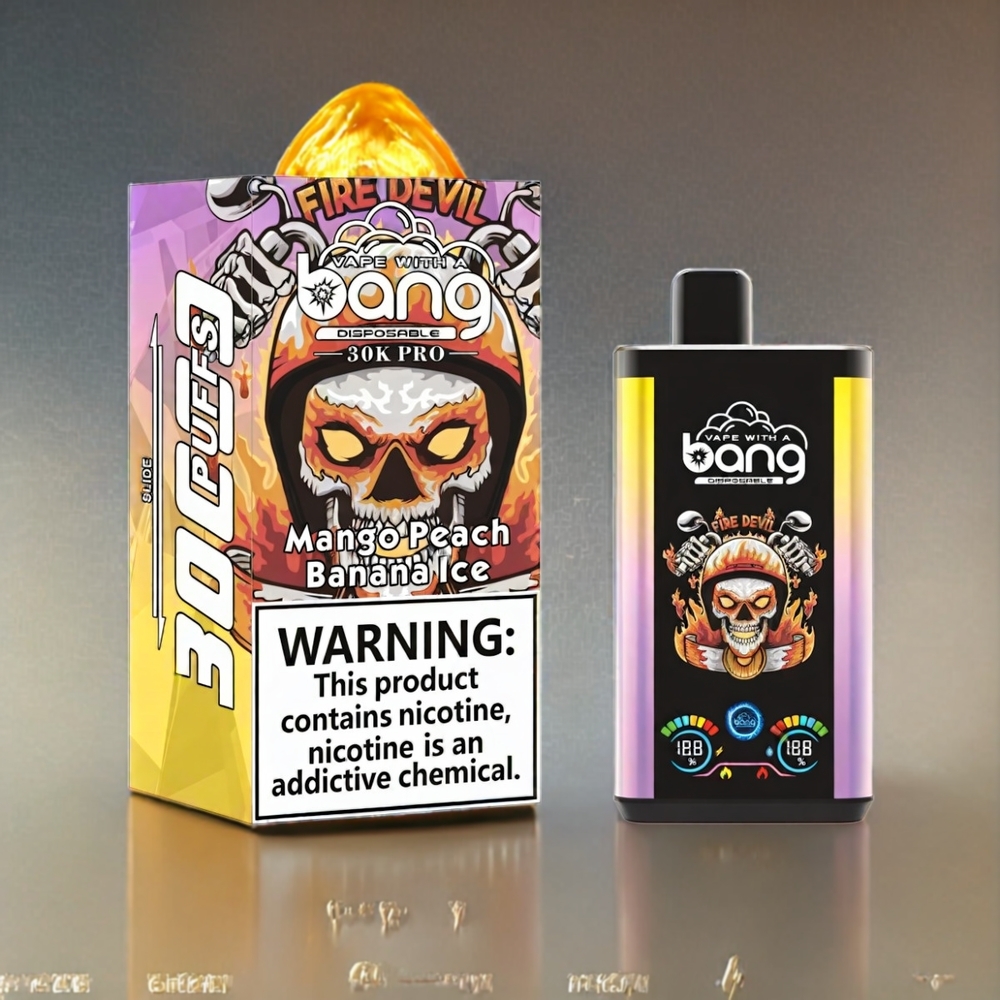 Bang 30K Pro 30000 Puffs Doppel-Aromen-System Mango Pfirsich & Banane Eis Schweiz Großhandel – 36ml, 550mAh, 0-5% Nikotin