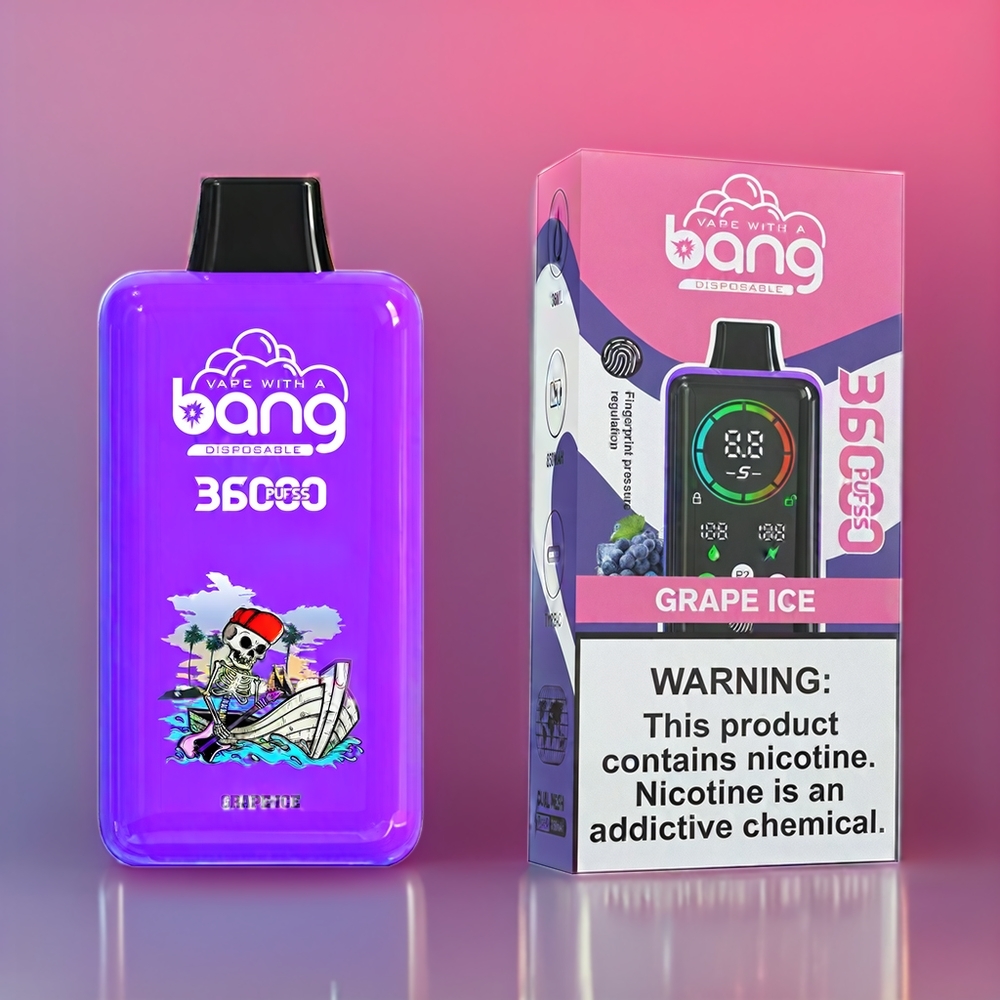 Bang 36000 Power Einweg-Vape Grape Ice (0-5% Nikotin, 850mAh, 36ml) Schweiz Großhandel