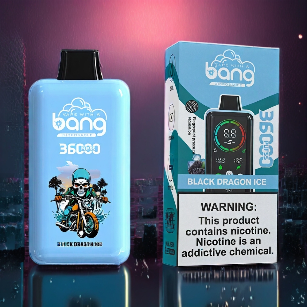 Bang 36000 Power Einweg-Vape Schwarz Drachen Eis – 36ml, 36000 Züge, 850mAh, Schweiz Großhandel