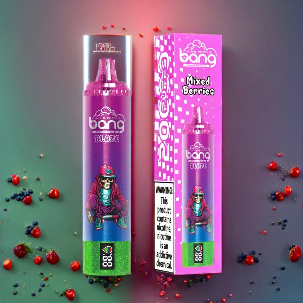 Bang Blaze Tornado 20000 Puffs Einweg-Vape - Bis zu 20000 Züge, Typ-C-Ladeanschluss, anpassbarer Luftstrom, 0%/2%/3%/5% Nikotin, Mixbeeren - Schweiz Großhandel
