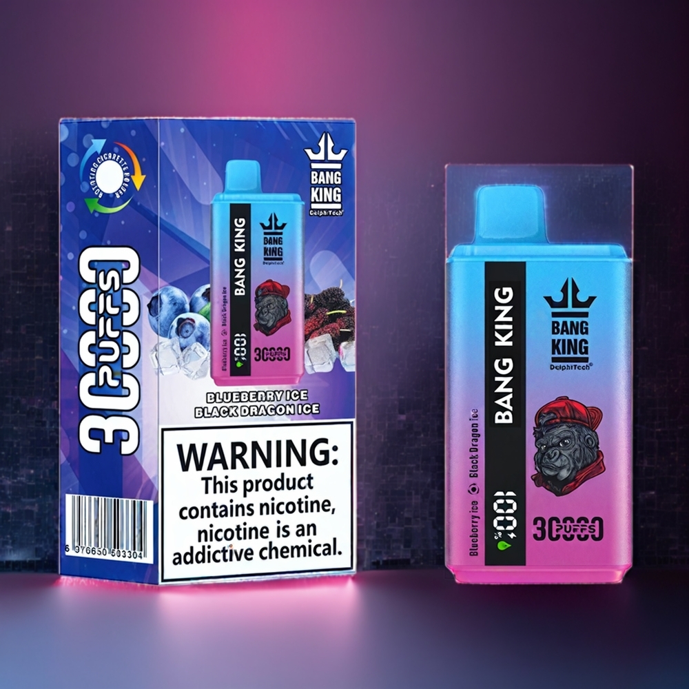Bang King 30000 Puffs Einweg-Vape Blaubeer-Eis Schwarz-Drachen-Eis – 36ml, 550mAh, 1.2 Mesh Dual Coil, Type-C, Schweiz Großhandel