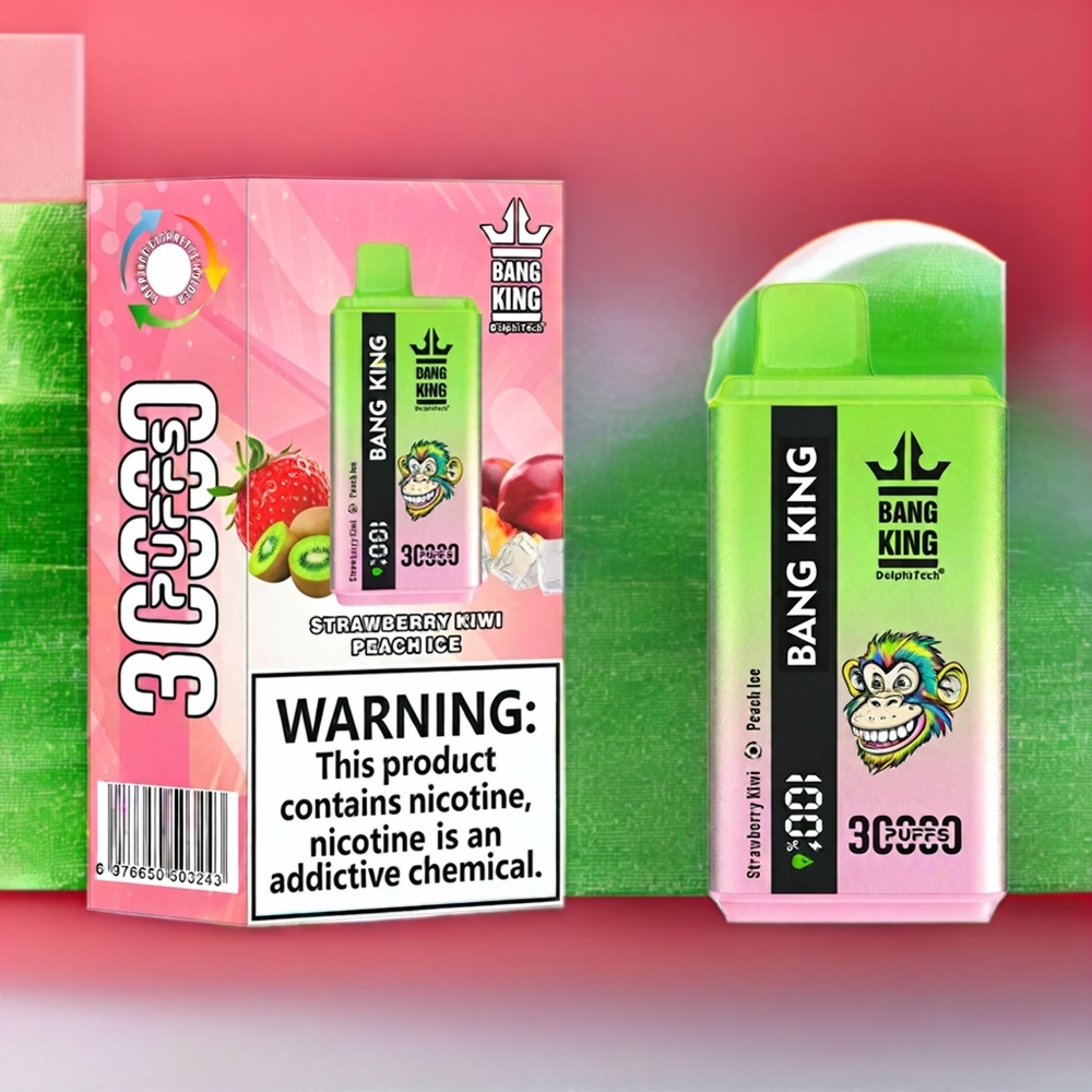 Bang King 30000 Puffs Einweg-Vape Erdbeer-Kiwi-Pfirsich-Eis – 30.000 Züge, 36ml, 550mAh, Schweiz Großhandel
