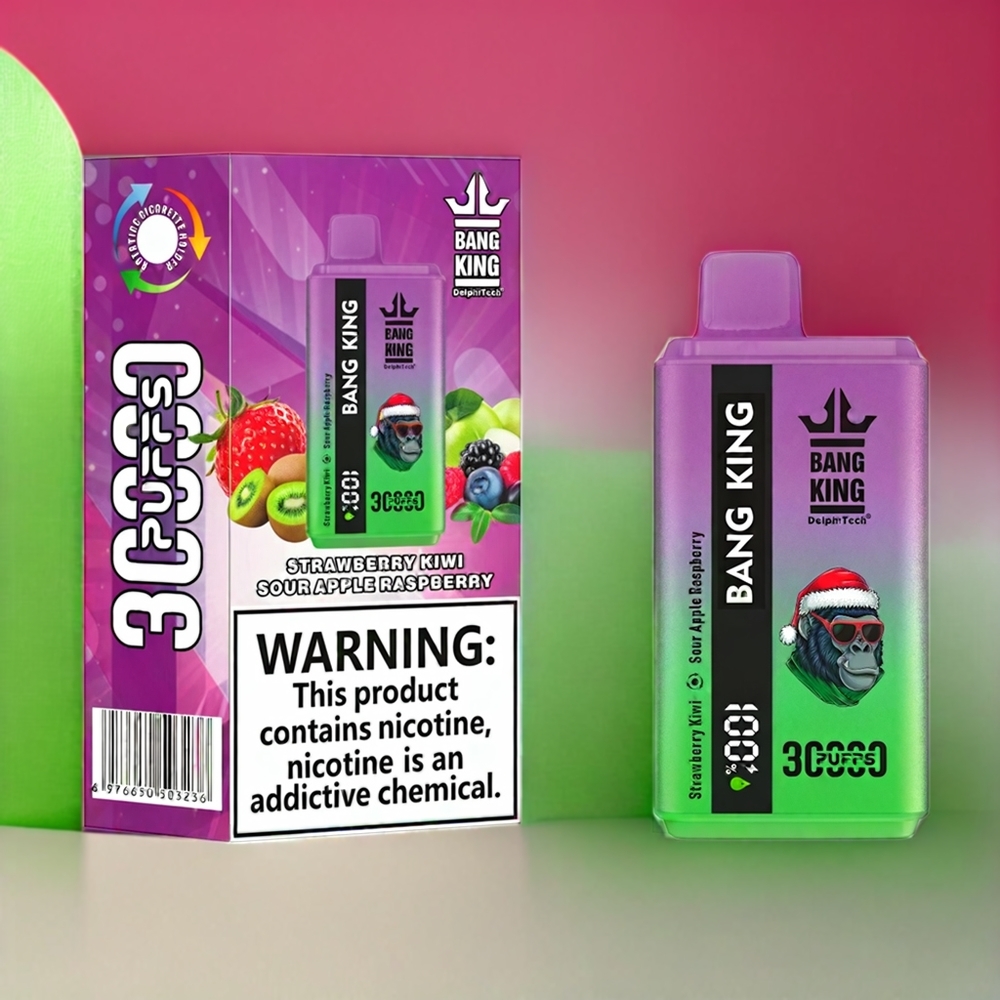 Bang King 30000 Puffs Einweg-Vape Erdbeer Kiwi Sauerapfel Himbeere – 36ml, 550mAh, 1.2 Mesh Dual Coil, Type-C, Schweiz Großhandel