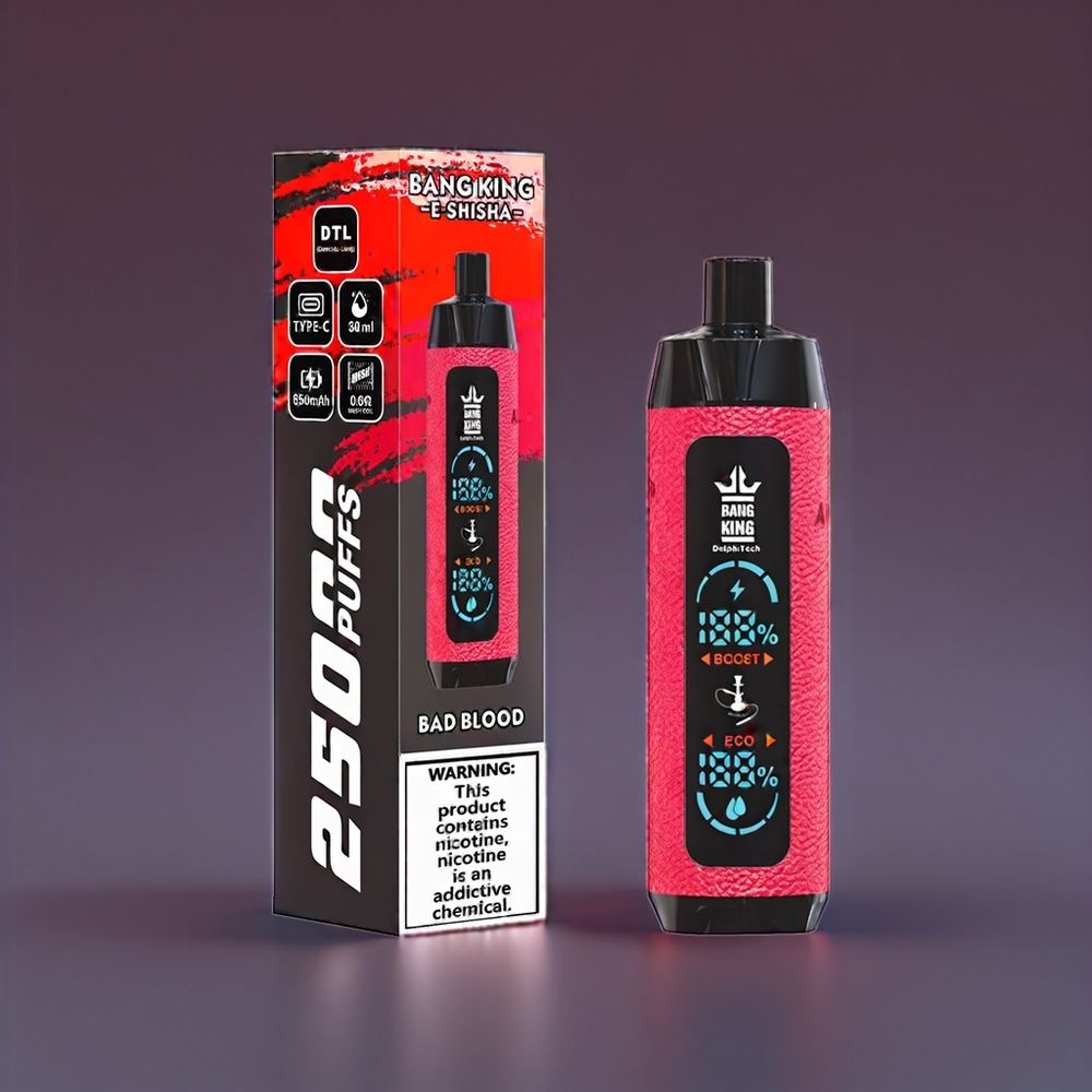 Bang King Shisha 25000 Puffs Einweg-Vape Bad Blood – 30ml, 650 mAh, Type-C, Schweiz Großhandel