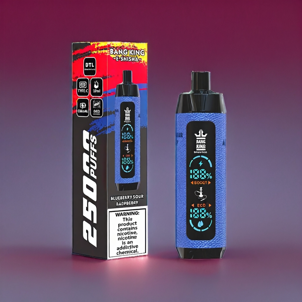Bang King Shisha 25000 Puffs Einweg-Vape Blaubeere-Sauer-Himbeere – 30ml, 650 mAh, Typ-C-Ladeanschluss – Schweiz Großhandel