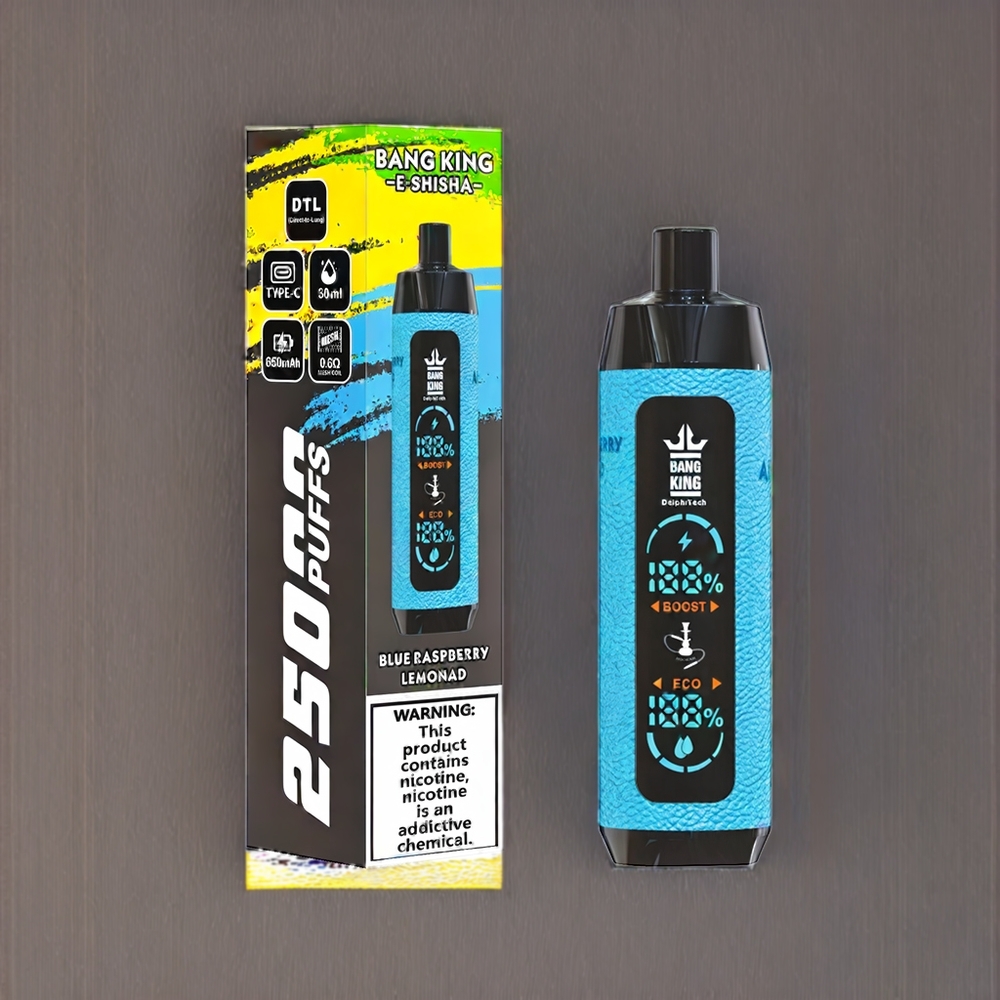 Bang King Shisha 25000 Puffs Einweg-Vape Blaue Himbeere Limonade – 30ml, 650 mAh, Typ-C, Schweiz Großhandel