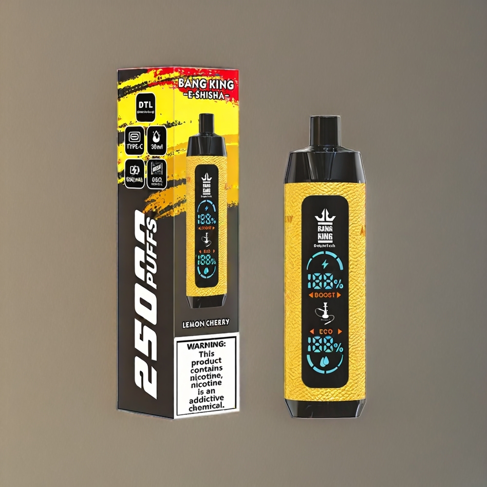 Bang King Shisha 25000 Puffs Einweg-Vape Zitrone-Kirsche Schweiz Großhandel – 30ml, 650 mAh, Typ-C