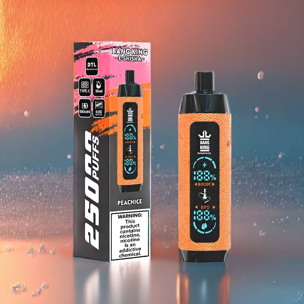 Bang King Shisha 25000 Puffs Schweiz Großhandel – 30ml E-Liquid, 650 mAh, Type-C, Pfirsich Eis