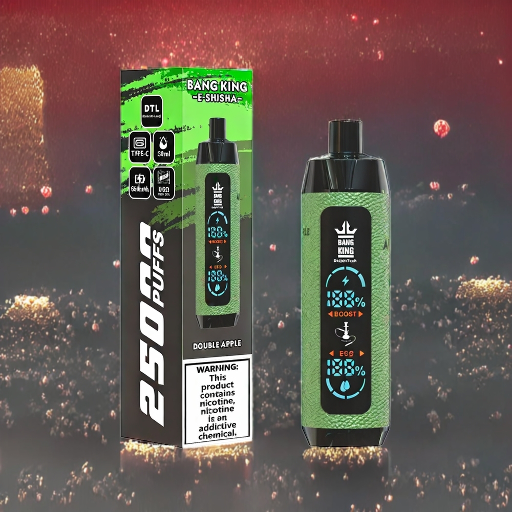 Bang King Shisha 25000 Puffs Schweiz Großhandel – Doppelapfel, 30ml E-Liquid, 650 mAh, Typ-C Ladung