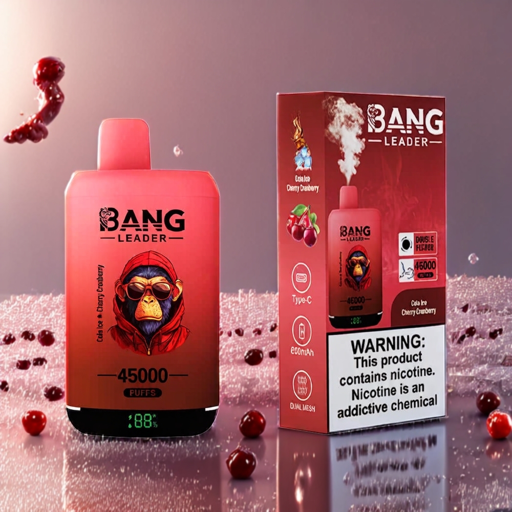 Bang Leader 45000 Puffs Einweg-Vape Cola-Eis-Kirsche-Cranberry, 0%/2%/3%/5% Nikotin, Smart Screen Display, Typ-C USB, Schweiz Großhandel