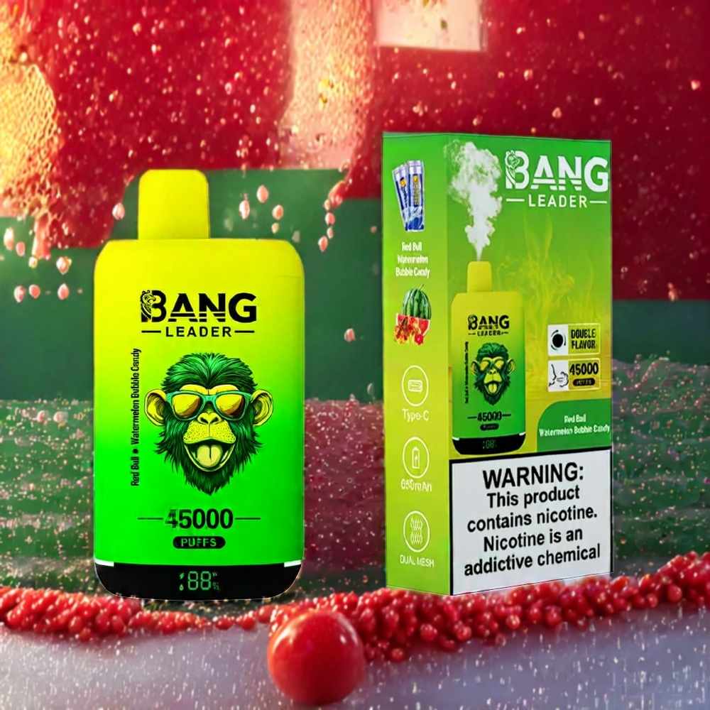 Bang Leader 45000 Puffs Einweg-Vape Red Bull Wassermelone Bubble Candy – 0-5% Nikotin, Smart Screen Display, Dual Flavor, Schweiz Großhandel