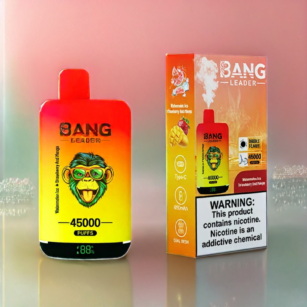 Bang Leader 45000 Puffs Einweg-Vape Wassermelone-Eis Erdbeer-Mango, 0%/2%/3%/5% Nikotin, Smart Screen Display, Type-C USB, Schweiz Großhandel