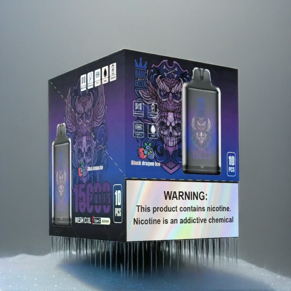 Bang Box 15000 Puffs Vape Schwarzer Drachen Eis 23ml 5% 650mAh Schweiz Großhandel